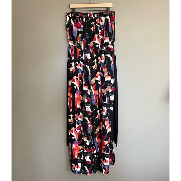 New York & Company Abstract Print Jumpsuit Size XXL Wide Leg Flowy Colorful Chic - Picture 4 of 16